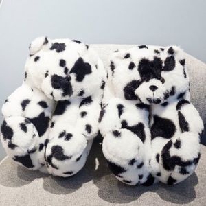 Teddy bear slippers Cow Print one size fits all